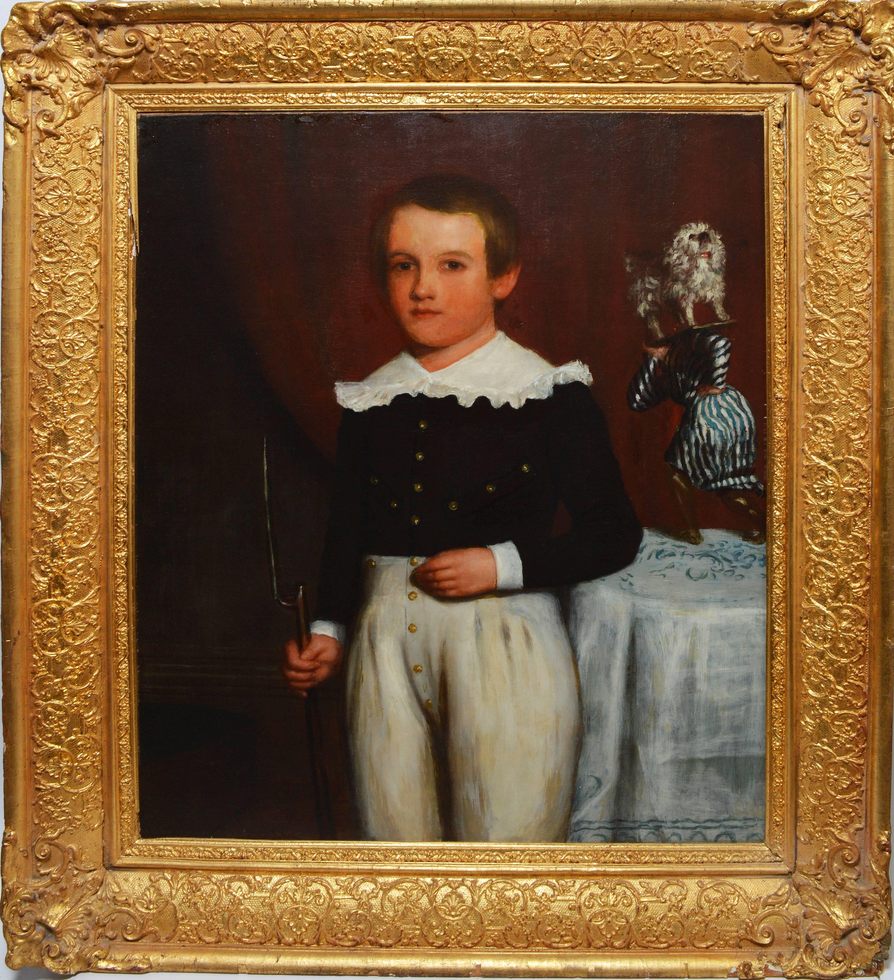 Unknown Portrait Painting - Early 19th Century American School Folk Art Portrait of a Boy
