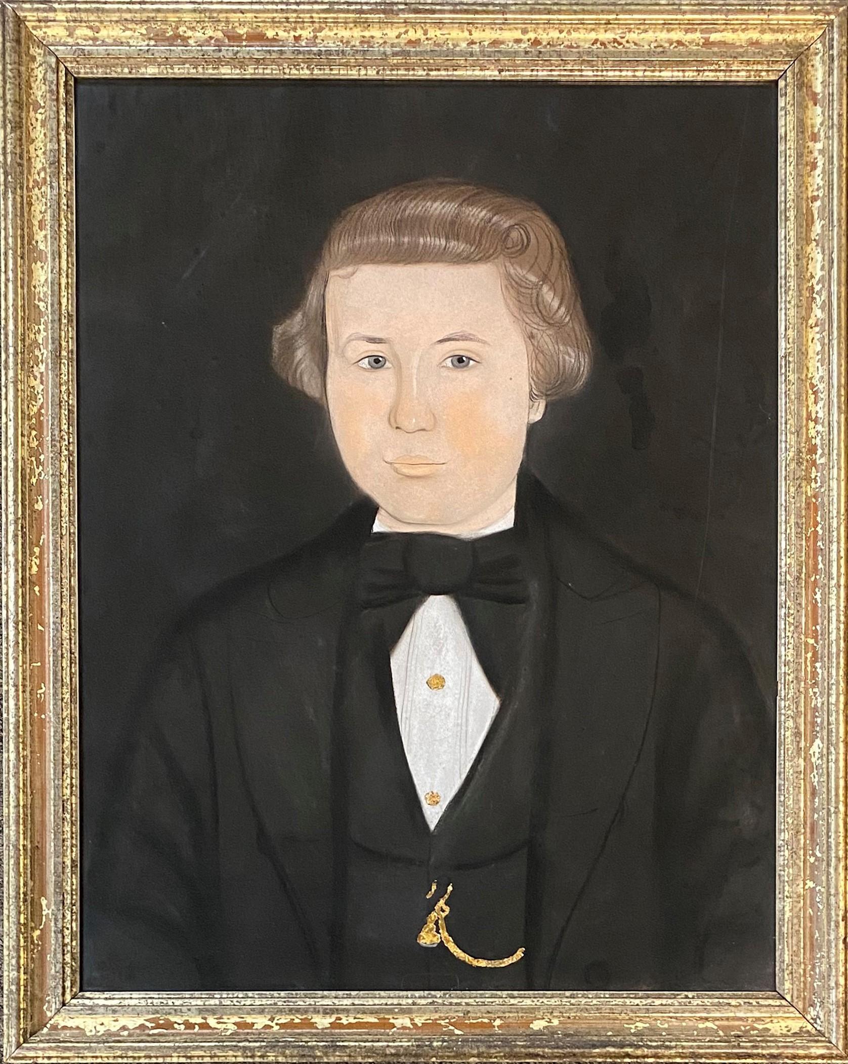 Unknown Portrait Painting - Early 19th Century American School Pastel Portrait of a Young Man