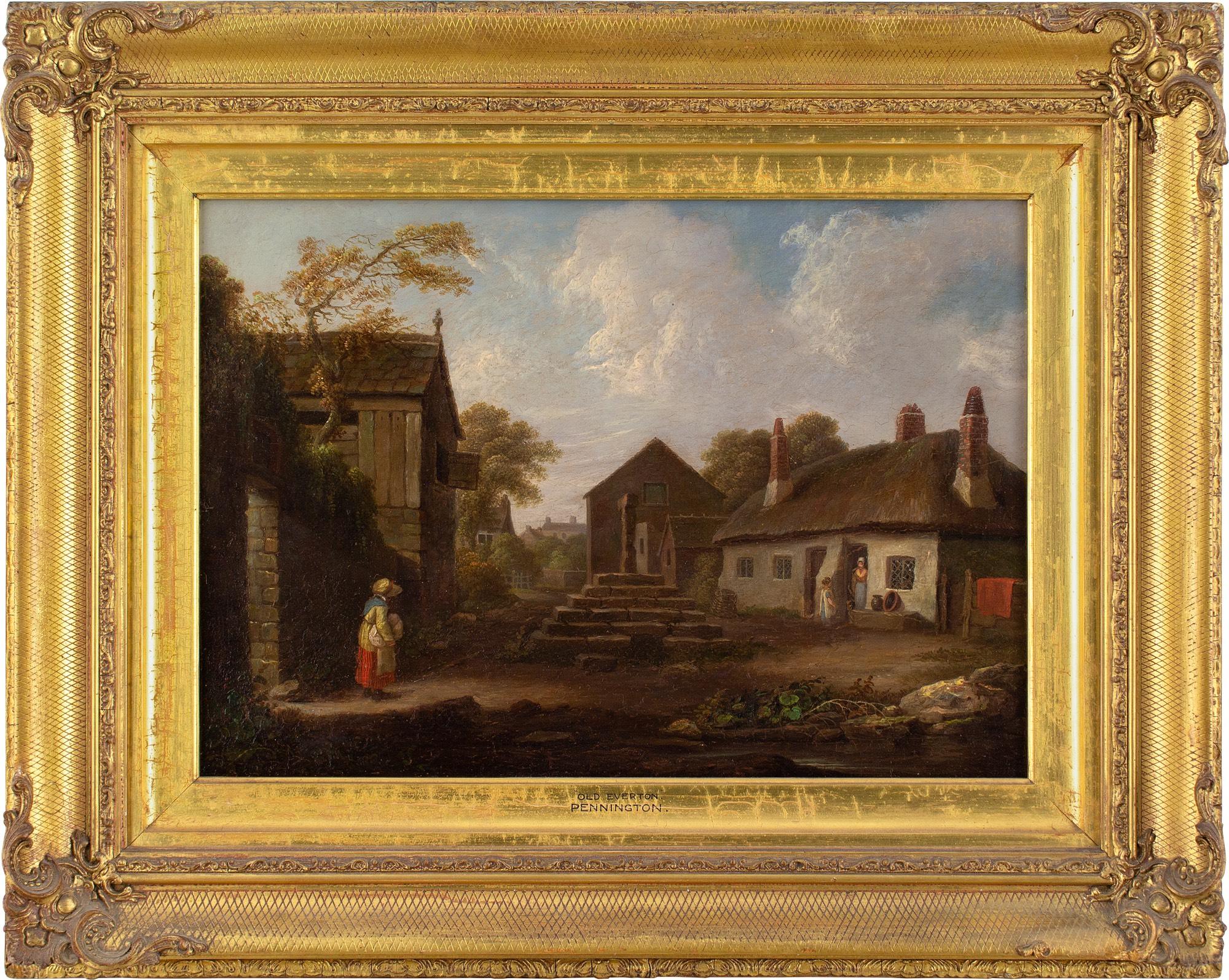 Unknown Landscape Painting – Britische Schule des frühen 19. Jahrhunderts, Old Everton, Ölgemälde