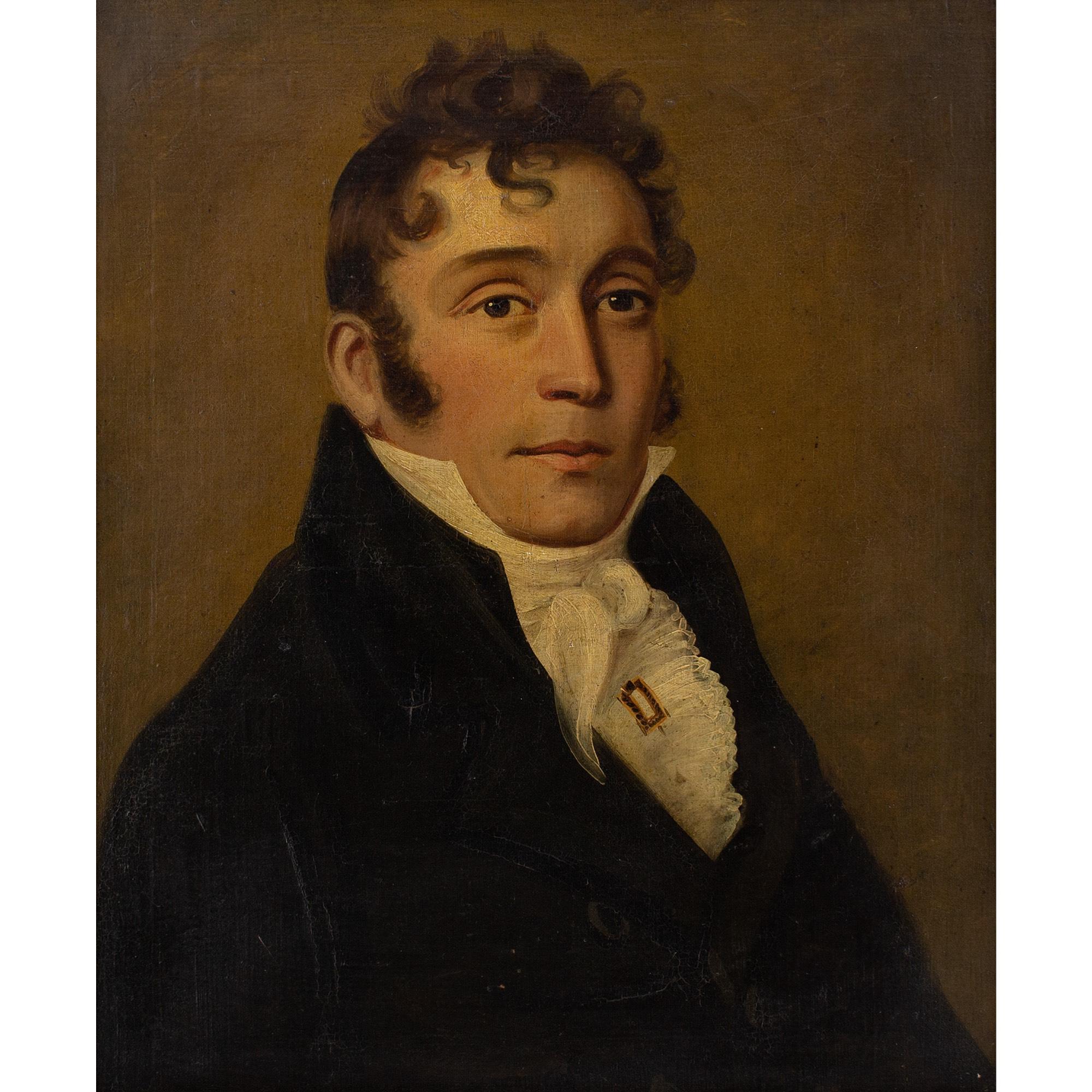 Early 19th-Century British School, Portrait Of A Regency Gentleman - Painting by Unknown