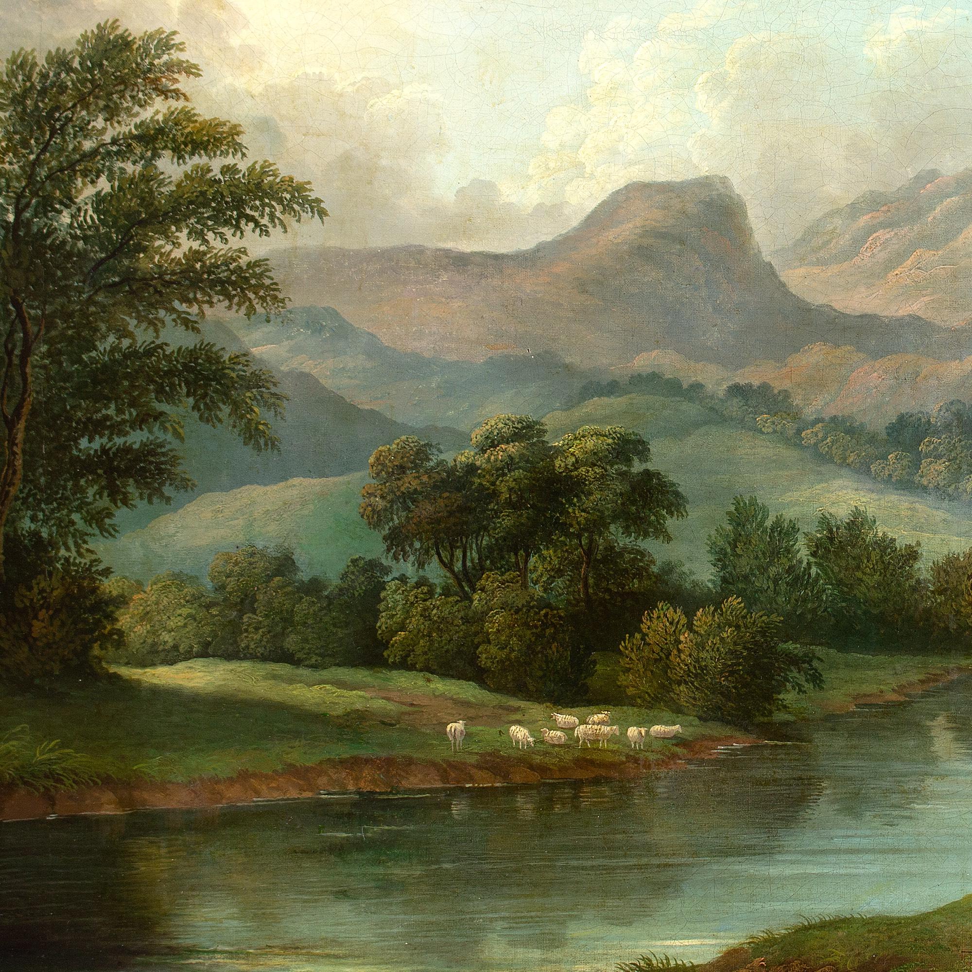 Early 19th-Century British School, River Landscape With Women Washing Laundry 4