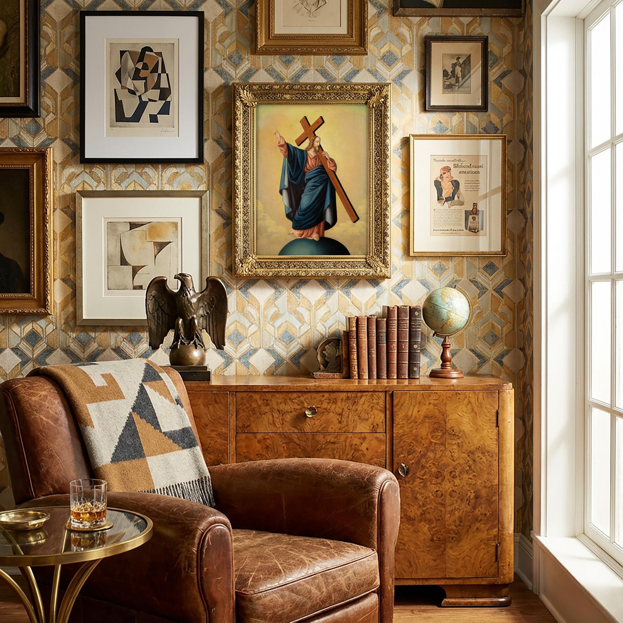 École d'Europe centrale du début du XIXe siècle, Christ The Saviour - Marron Figurative Painting par Unknown