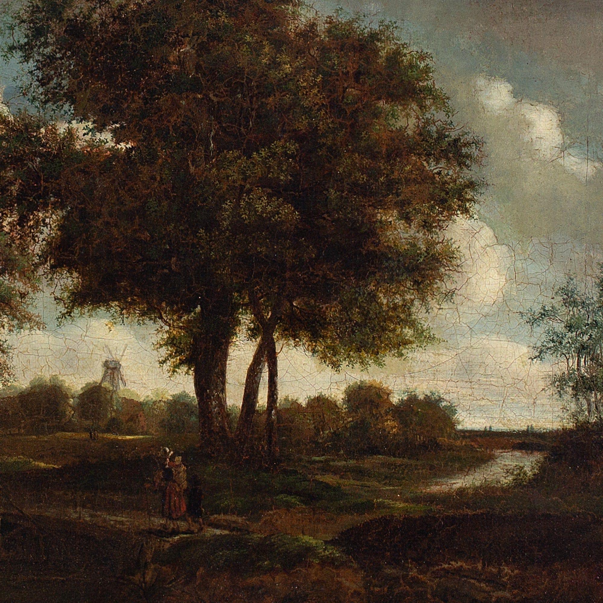 Early 19th-Century Dutch School, Landscape With Travelling Family & Windmill 2