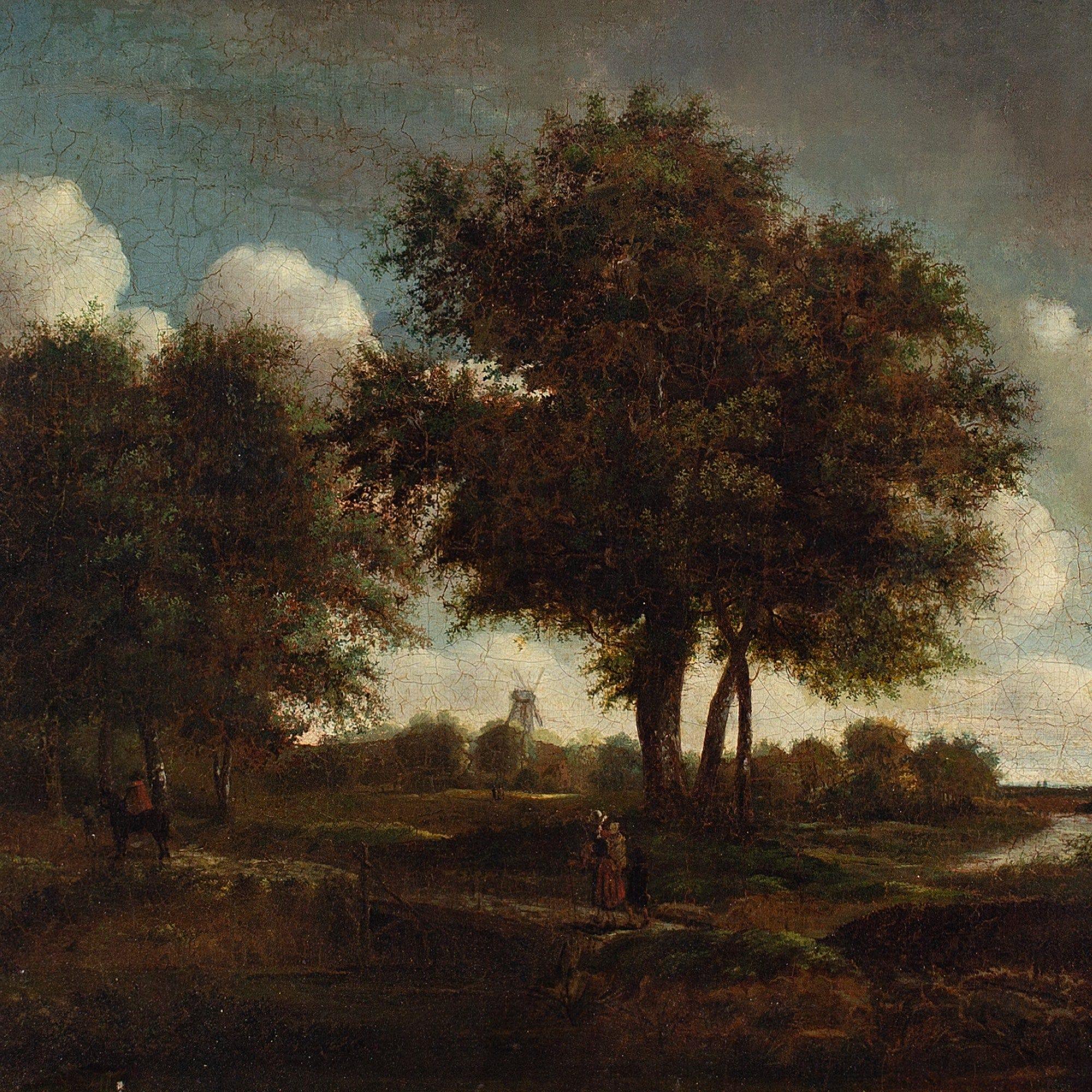 Early 19th-Century Dutch School, Landscape With Travelling Family & Windmill 5