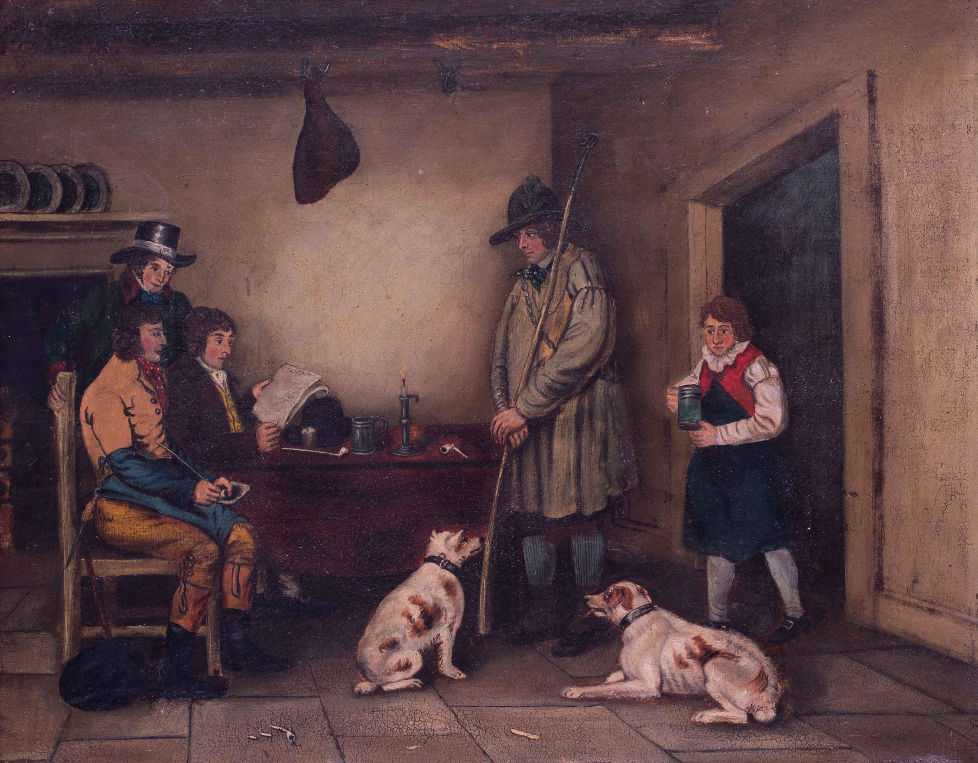 Frühes 19. Jahrhundert, Englische Provinzschule, „ Reisende im Gasthaus“ – Painting von Unknown