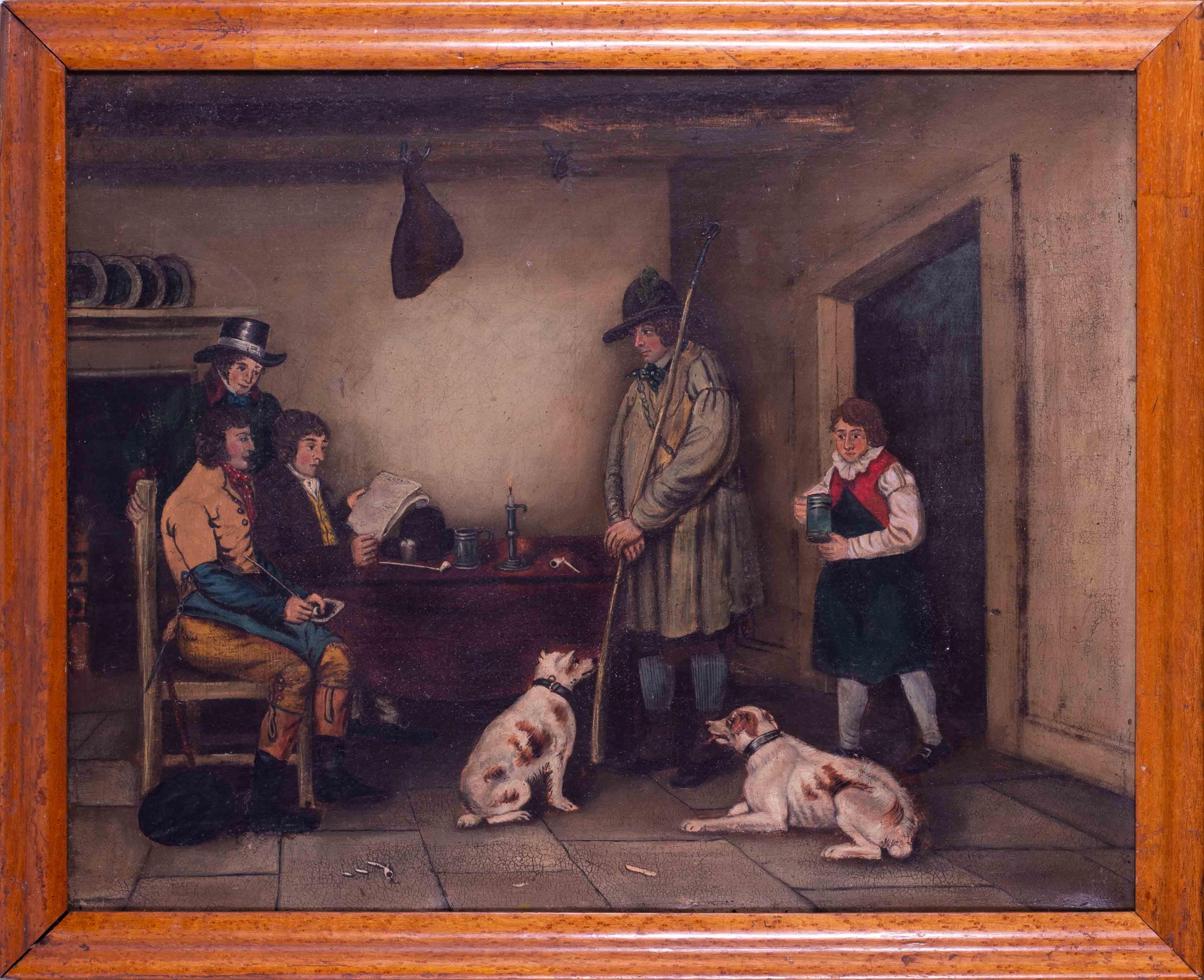 Unknown Figurative Painting - Early 19th Century, English provincial school, 'Travellers at the inn