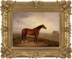 Antique Early 19th-Century English School, Bay Horse In A Landscape