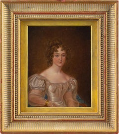 Early 19th-Century English School Portrait Of Sarah Gibson, Oil Painting