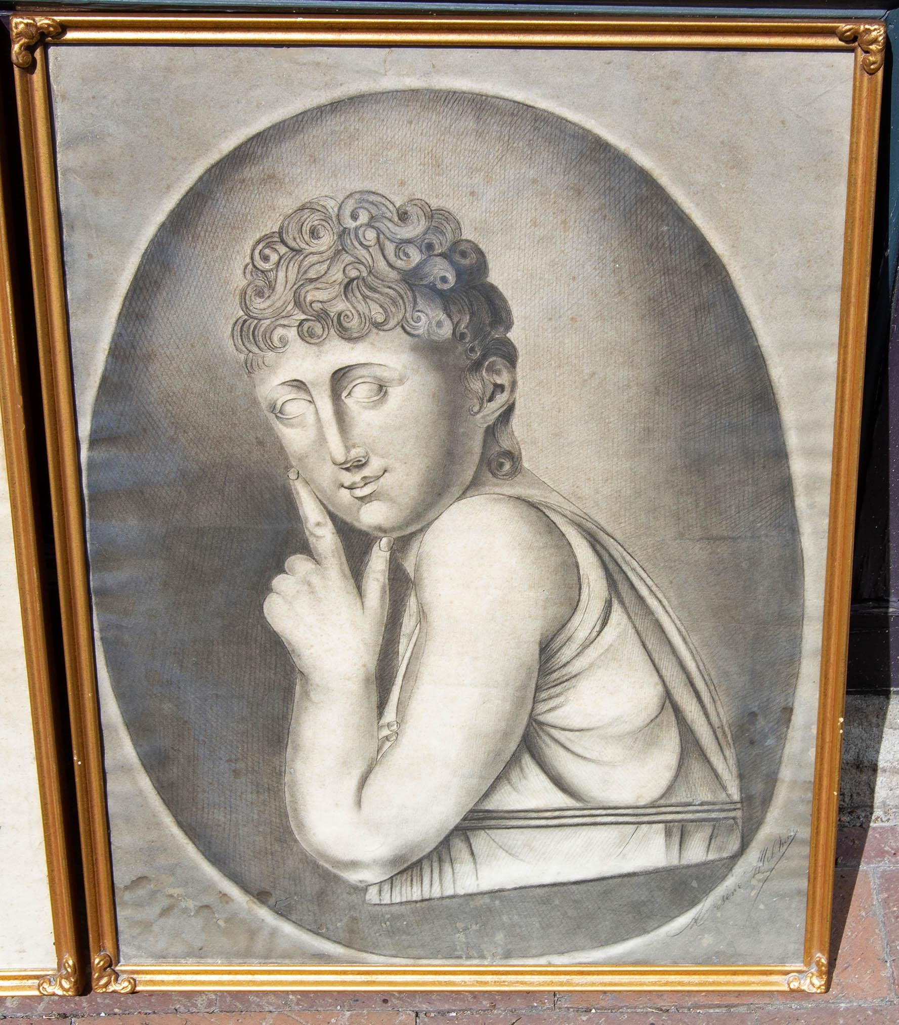 Disegni di ritratti da salotto francesi dell'inizio del XIX secolo, una coppia - Art Realismo di Unknown