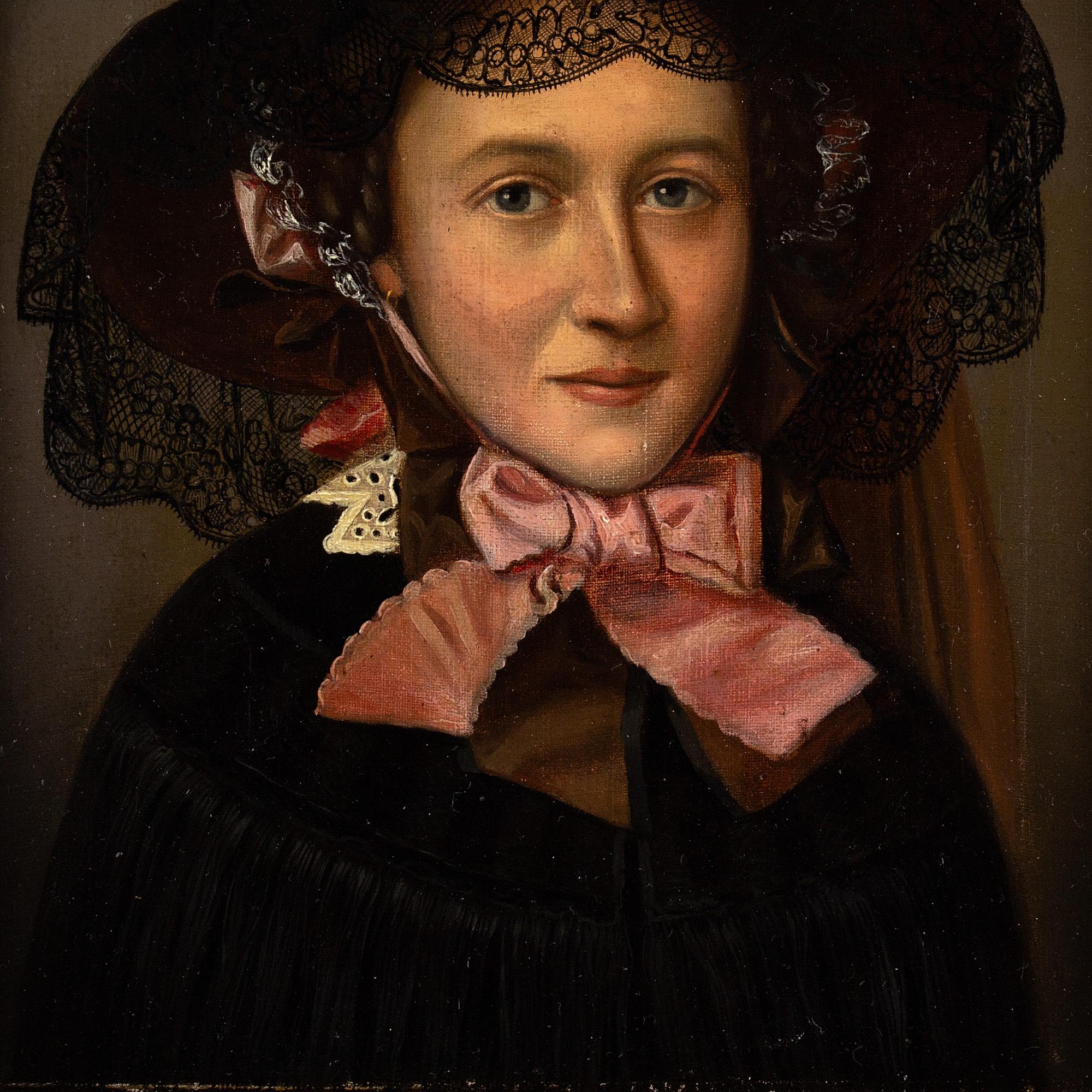 Early 19th-Century German School Biedermeier Portrait, Of A Young Lady 3