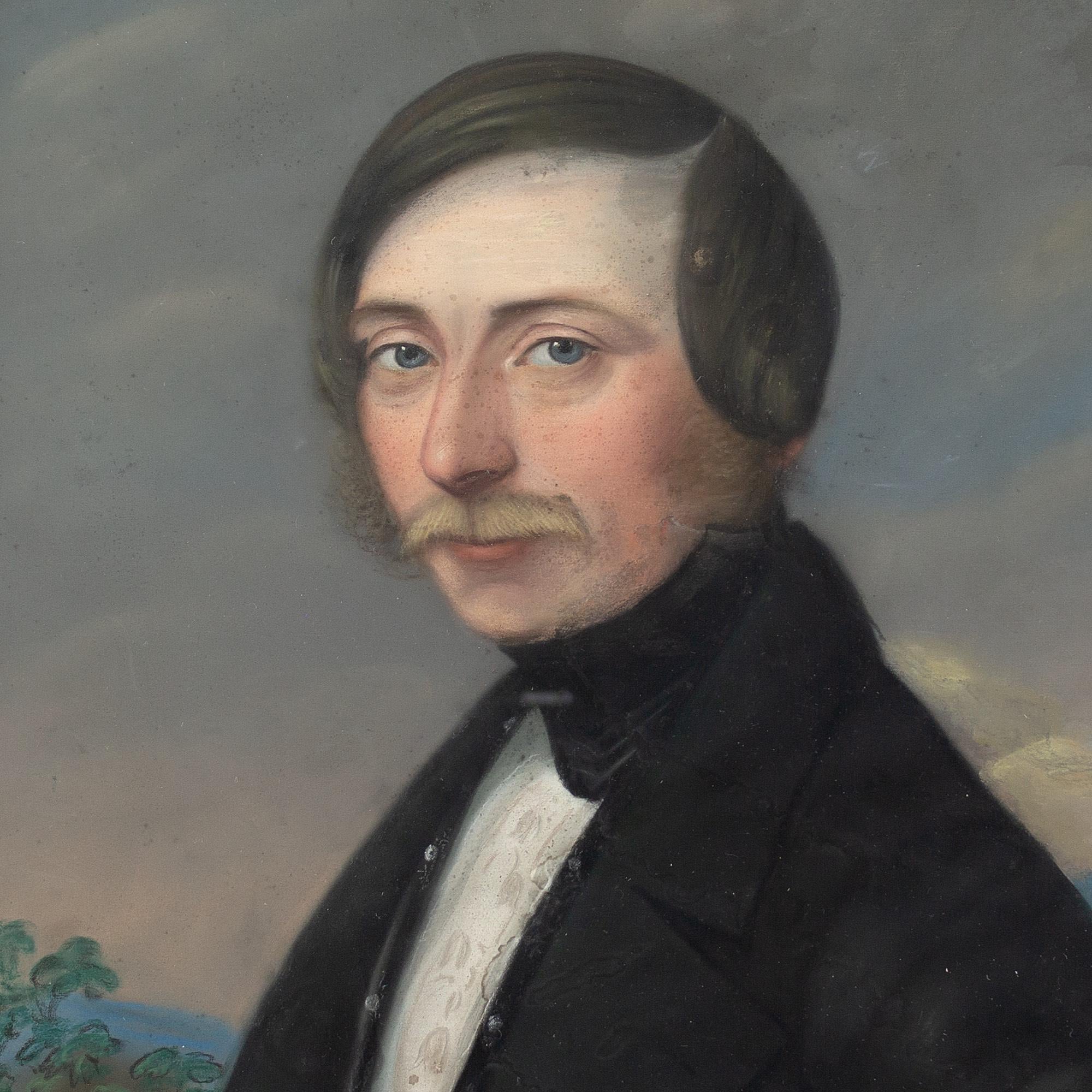 Early 19th-Century German School, Portrait Of A Gentleman, Pastel - Folk Art Painting by Unknown