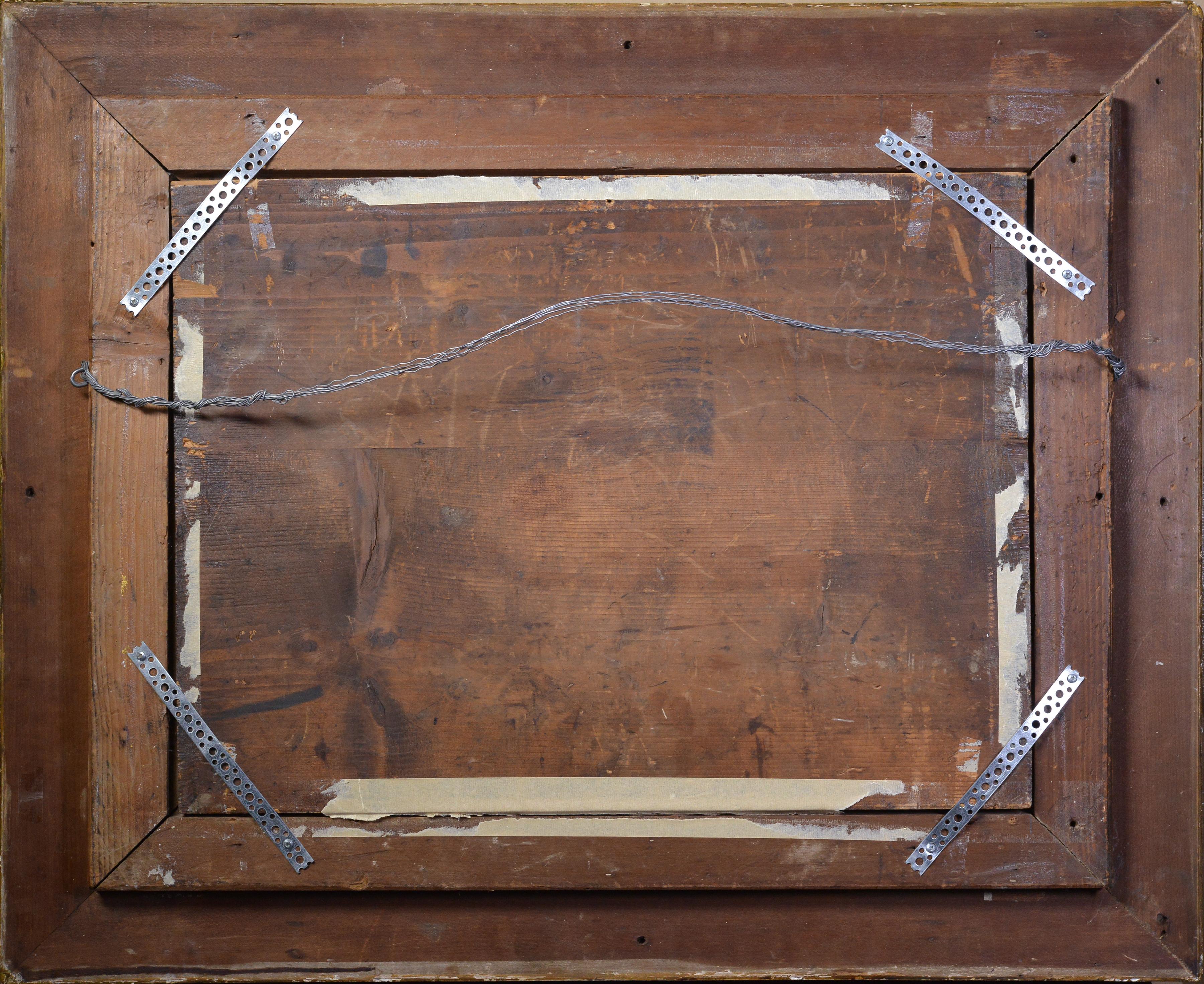 Scène d'évangile du début du 19e siècle Jésus et la Samaritaine au puits Peinture à l'huile encadrée en vente 2