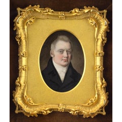 Early 19th-Century Miniature Portrait Of A Gentleman, Oil On Card