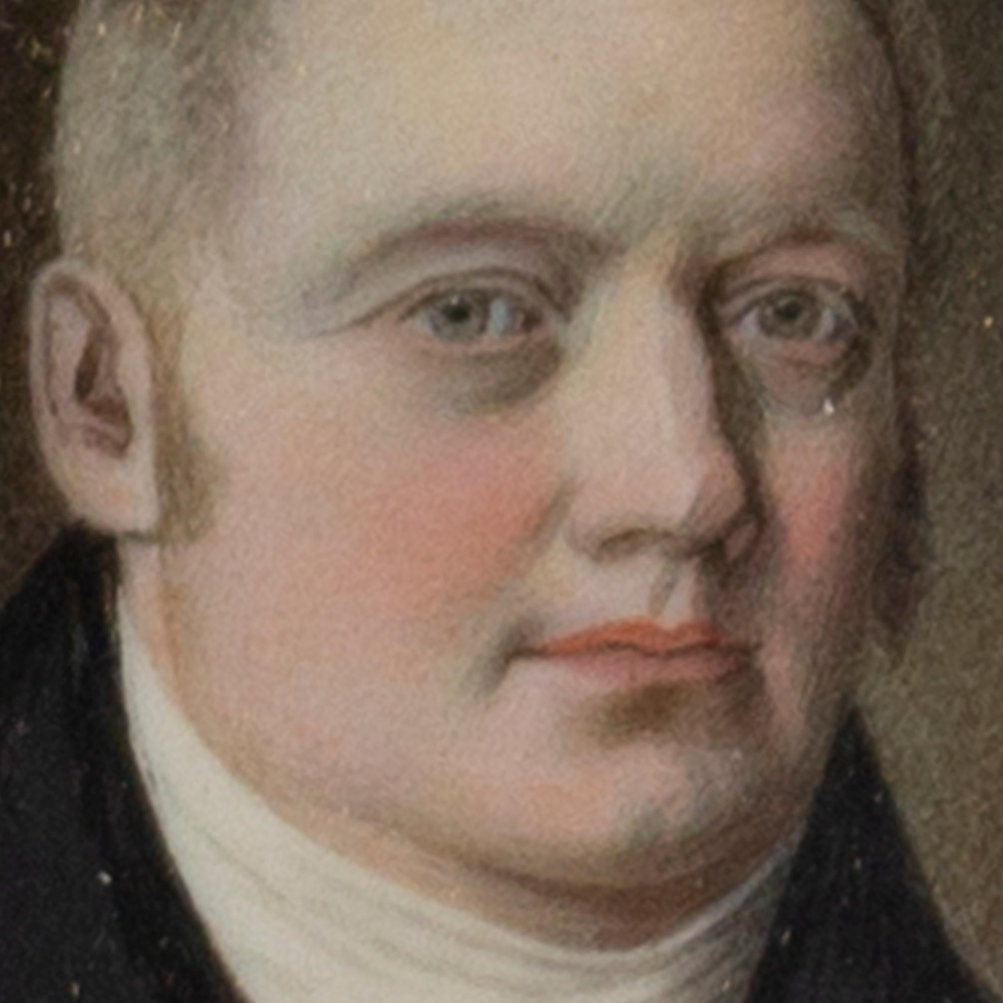 Early 19th-Century Miniature Portrait Of A Gentleman, Oil On Card 1