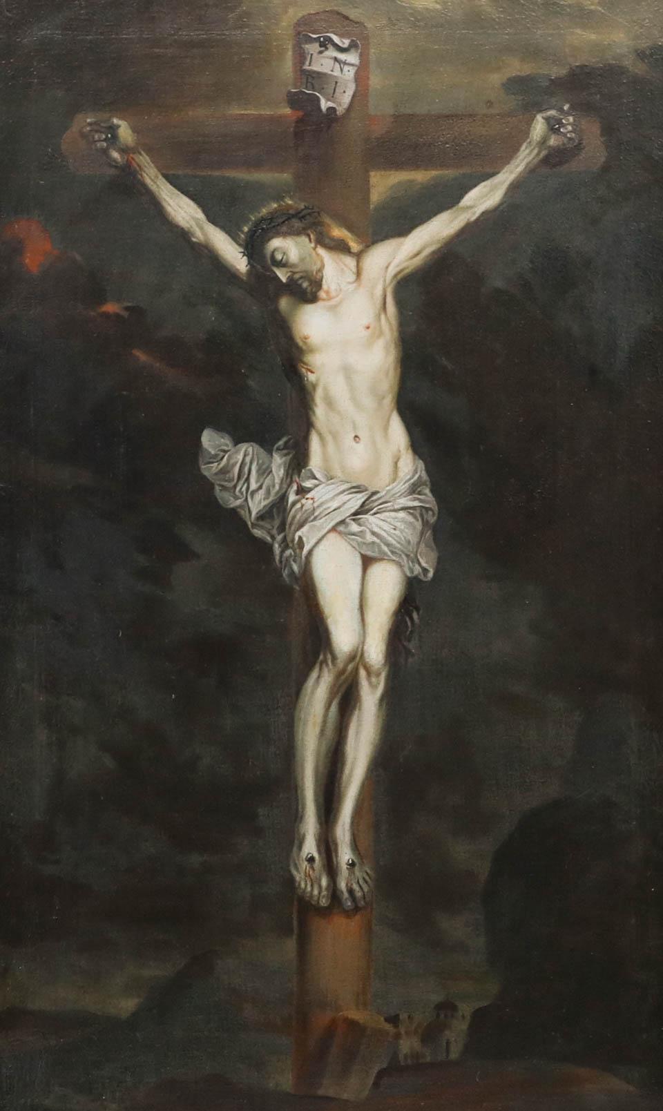 Öl aus dem frühen 19. Jahrhundert - Christus am Kreuz – Painting von Unknown