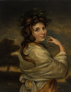 Early 19th Century Oil - English School Portrait of a Woman with White Shawl Antique Early 19th Century Oil - English School Portrait of a Woman with White Shawl