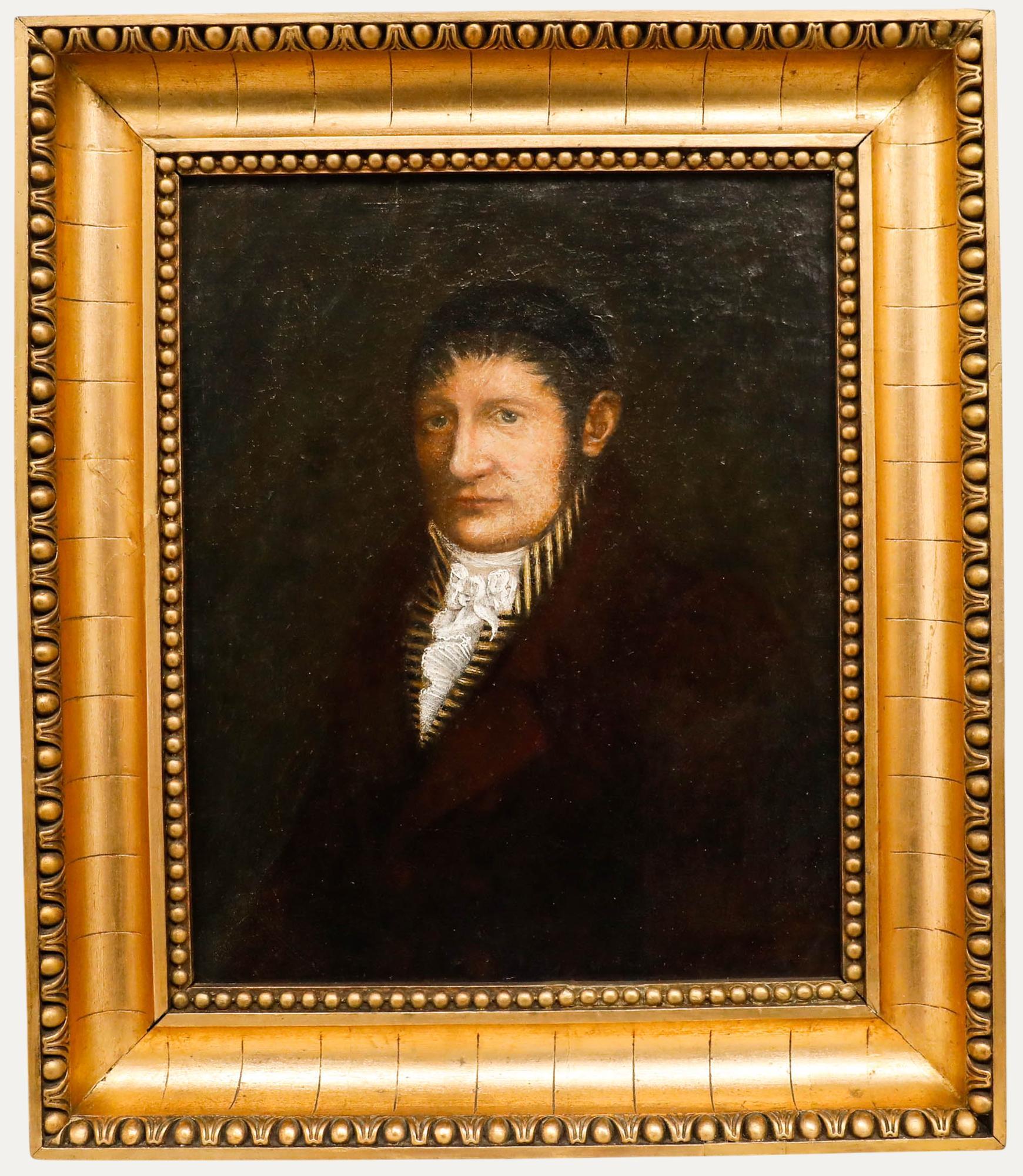 Unknown Portrait Painting – Frühes 19. Jahrhundert Öl - Porträt eines Gentleman