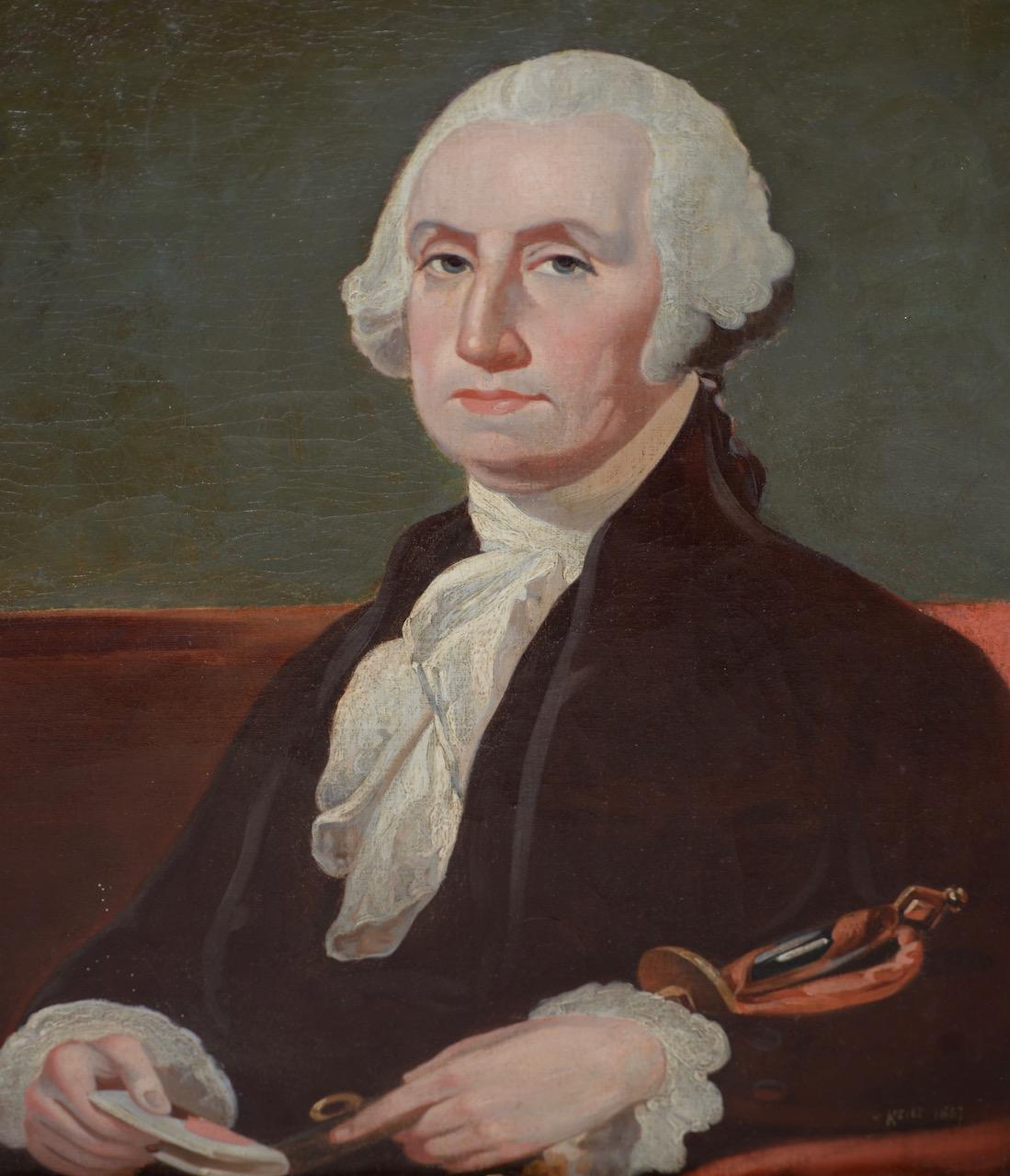 Early 19th Century Oil Portrait of George Washington c.1837 1