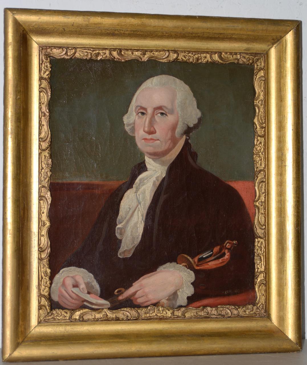 Early 19th Century Oil Portrait of George Washington c.1837 - Painting by Unknown