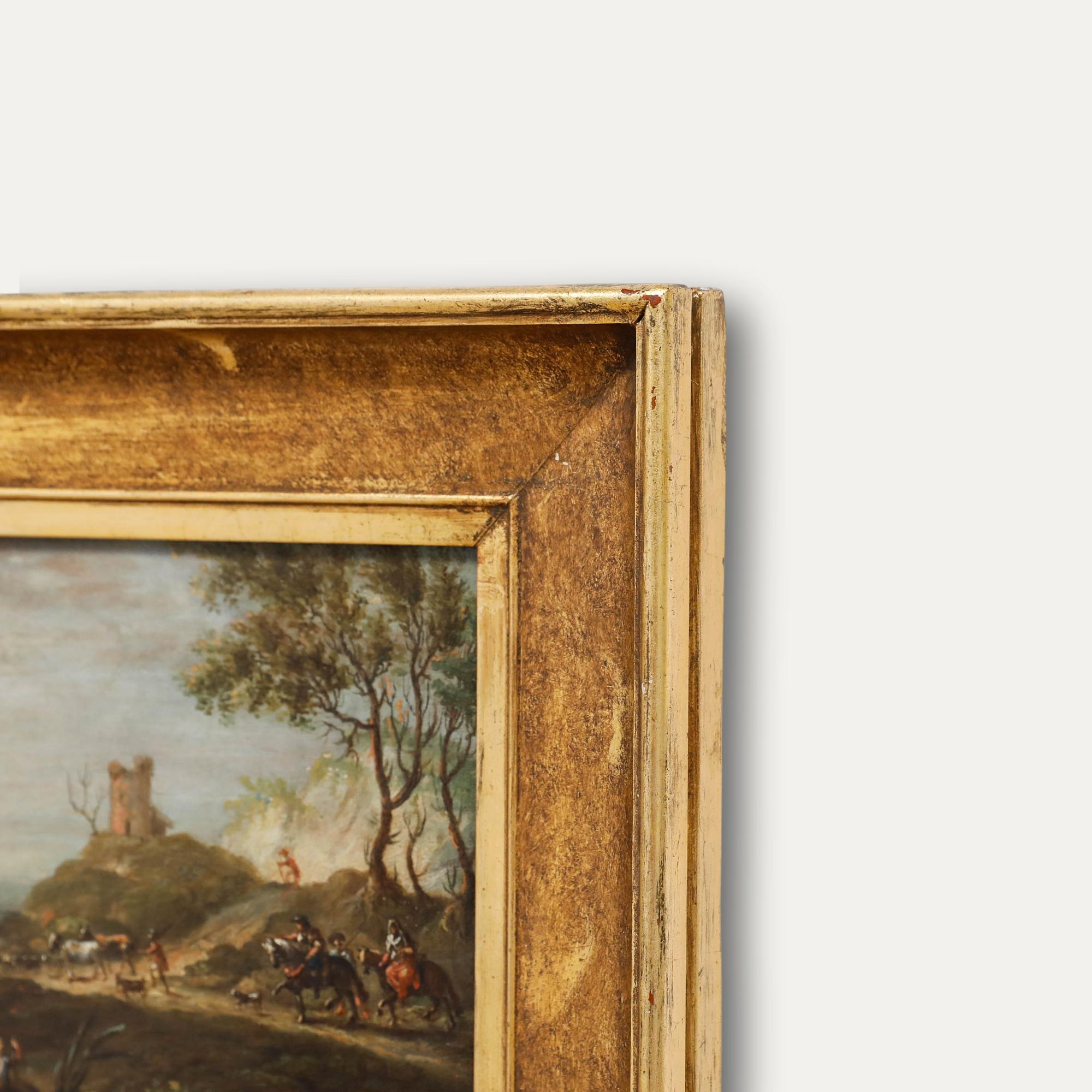 Early 19th Century Oil - River Path To The Castle For Sale 1