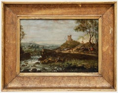Early 19th Century Oil - River Path To The Castle