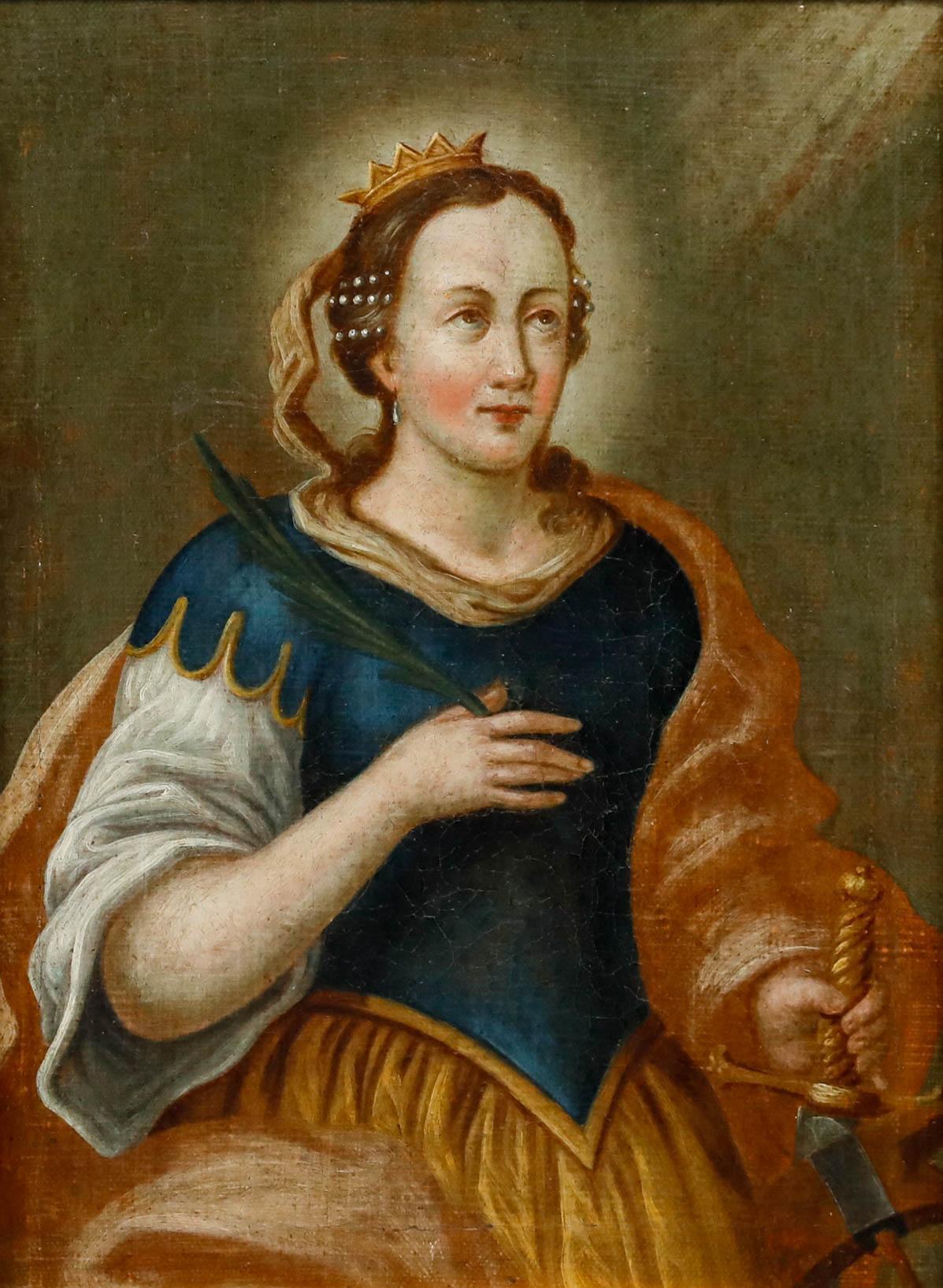 Ölgemälde des frühen 19. Jahrhunderts – Heilige Barbara von Nicomedia – Painting von Unknown