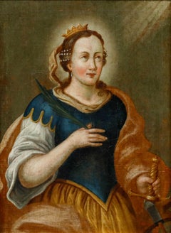 Early 19th Century Oil - Saint Barbara of Nicomedia