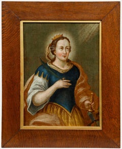 Early 19th Century Oil - Saint Barbara of Nicomedia