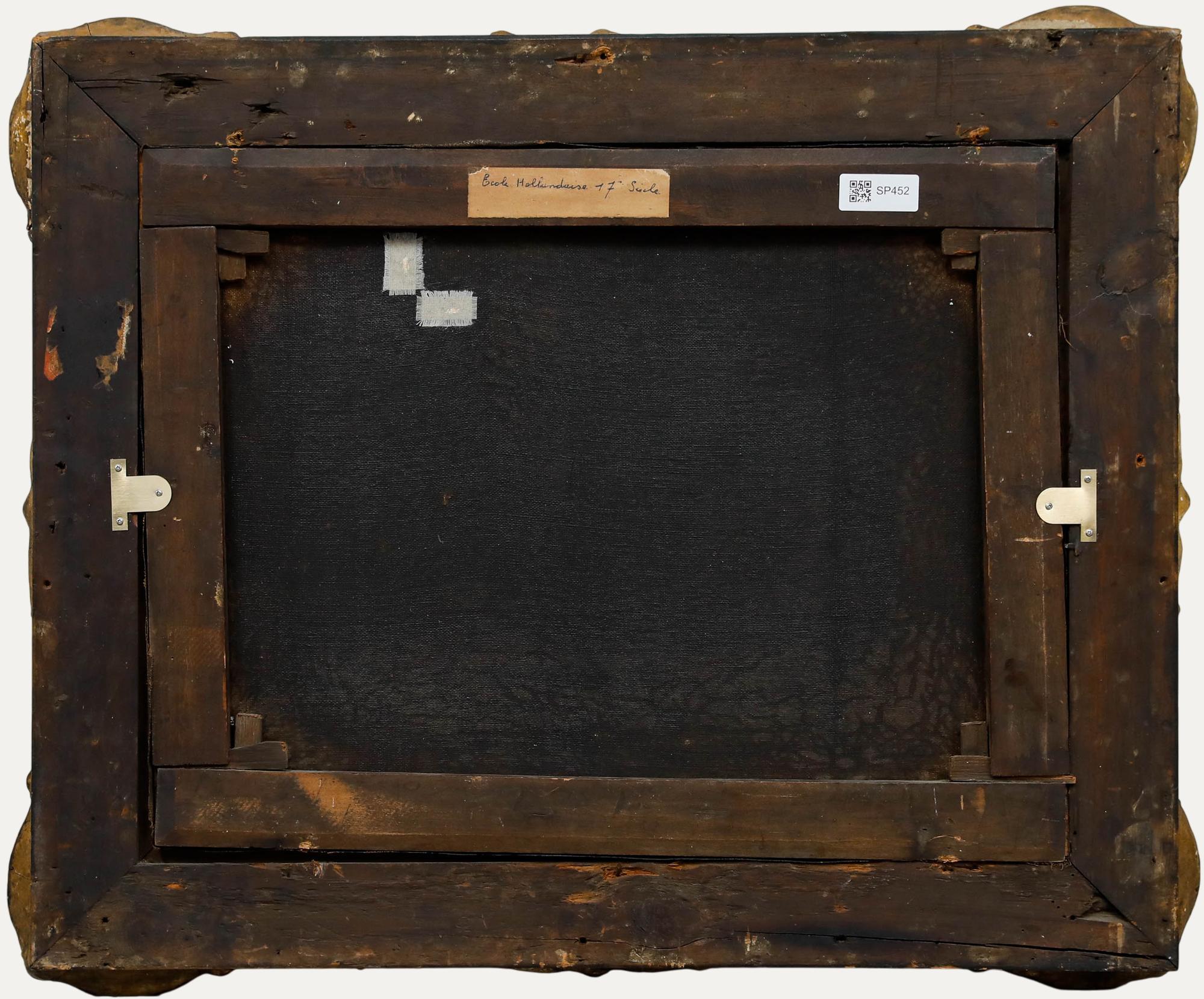 Huile du début du 19e siècle - Navires au bord de la mer - Beige Landscape Painting par Unknown