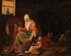 Peinture à l'huile du début du XIXe siècle - Filature