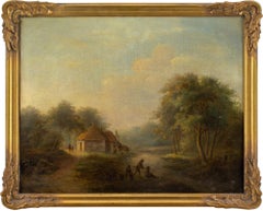 Early 19th-Century Swedish School, River Landscape With Cottages & Fishermen