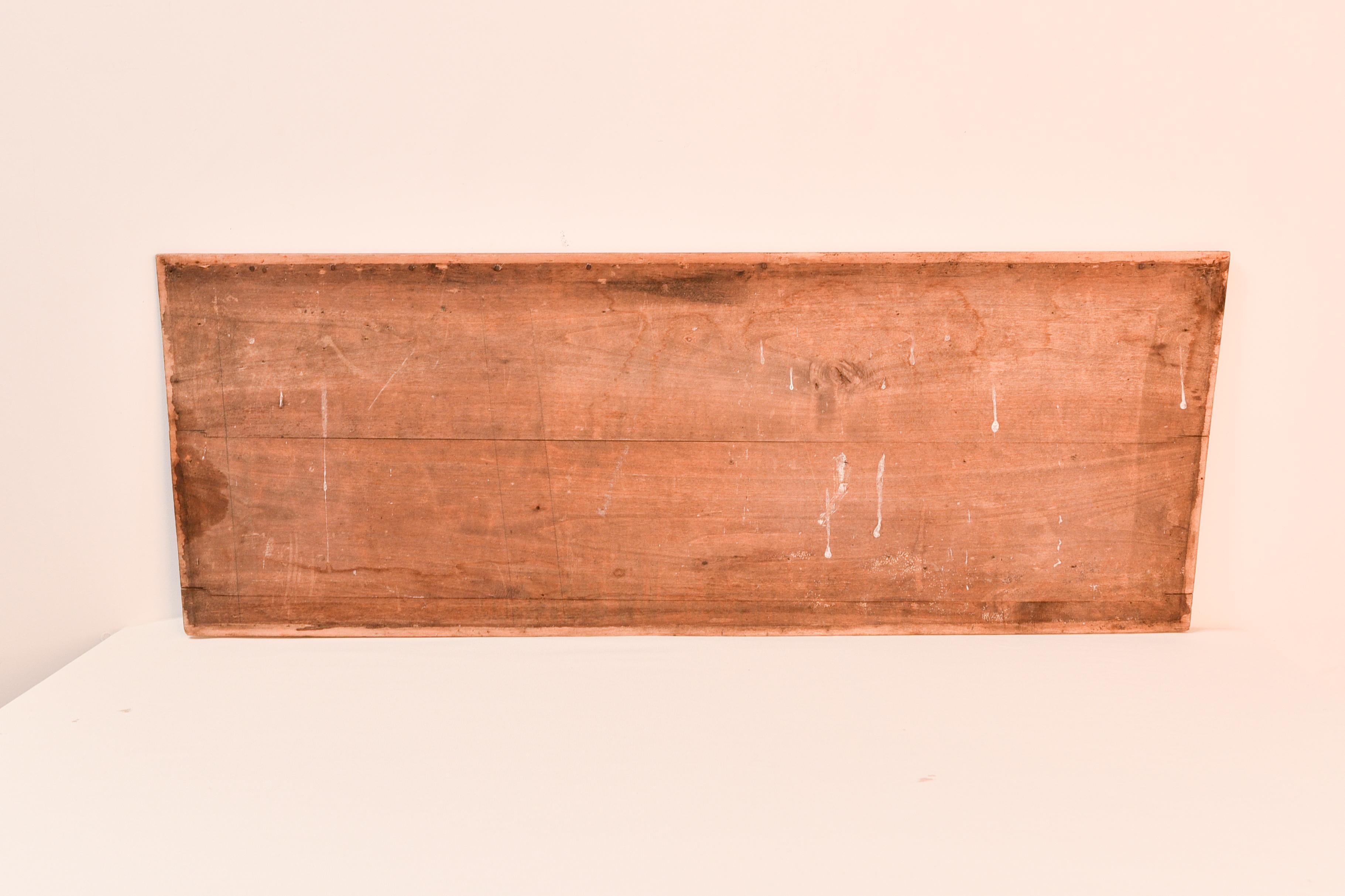 Panneau de bois peint à la main en forme de trapèze avec des motifs floraux, début du 20e siècle  en vente 1