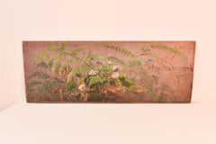 Used Early 20th cent trapezium-shaped hand-painted wooden panel with floral motifs 