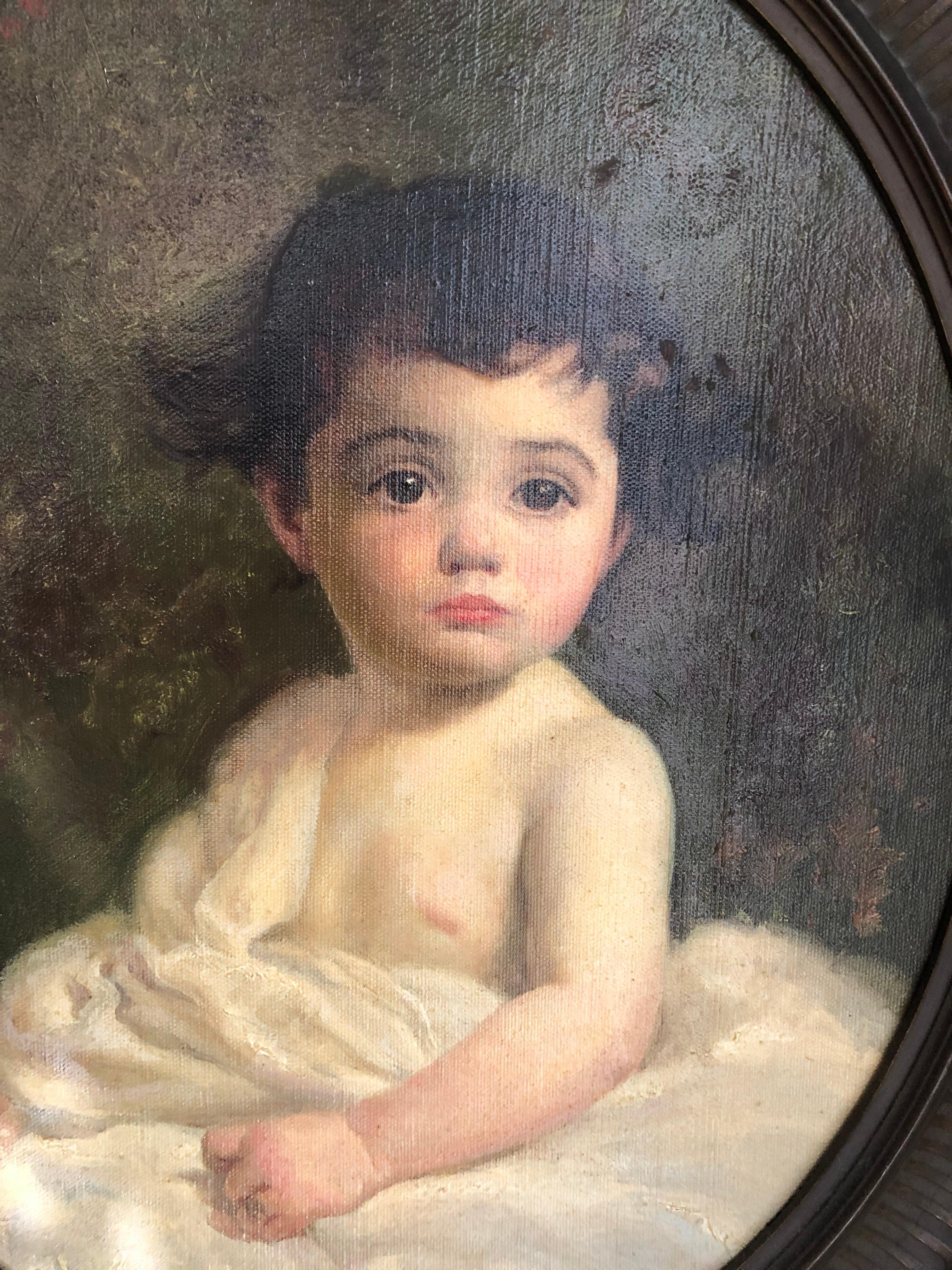 Portrait d'enfant américain du début du 20e siècle - Painting de Unknown