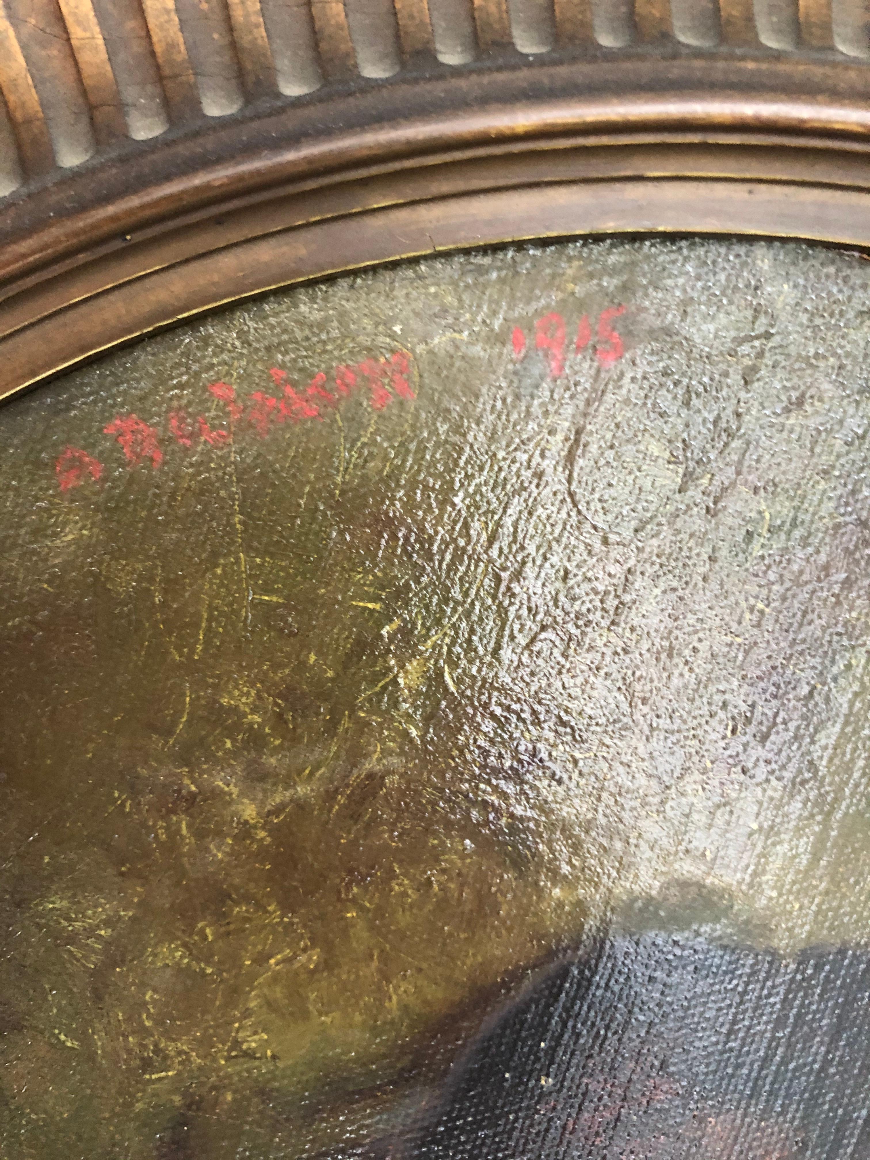 Portrait d'enfant américain du début du 20e siècle - Marron Portrait Painting par Unknown