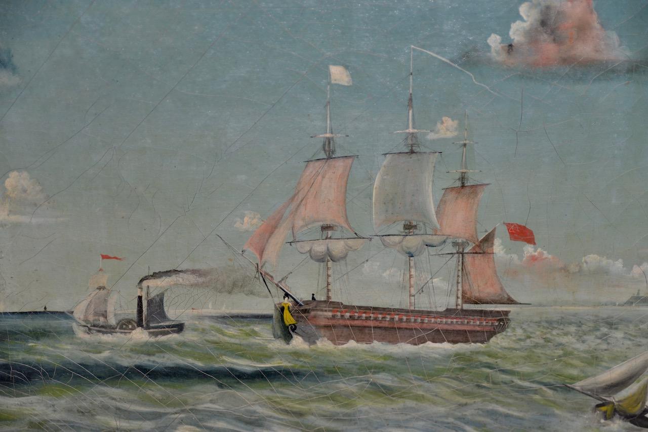 Early 20th Century American Maritime Oil Painting For Sale 1
