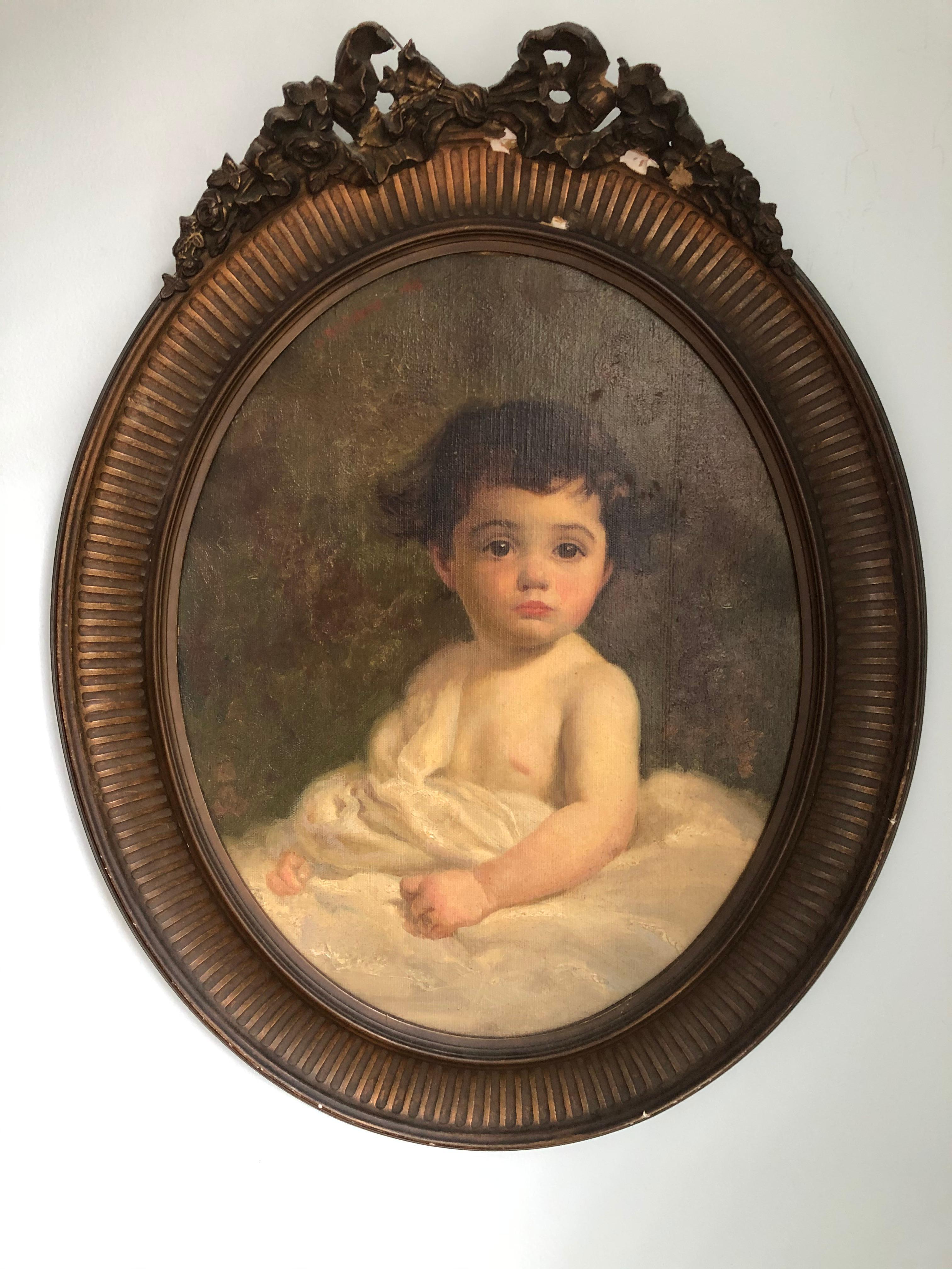 Portrait Painting Unknown - Portrait d'enfant américain du début du XXe siècle