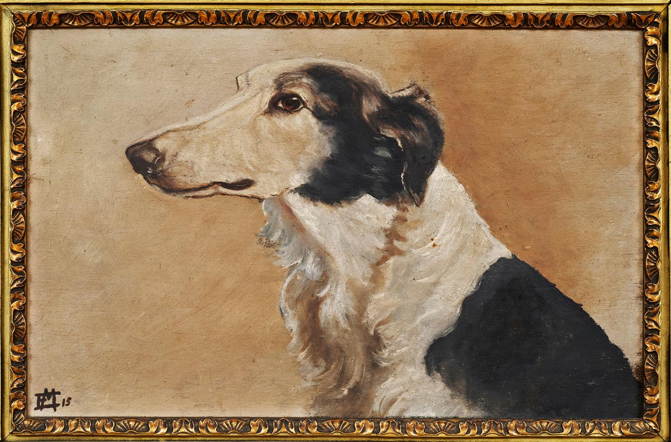 Early 20th Century British School Dog Portrait of a Borzoi - Painting by Unknown