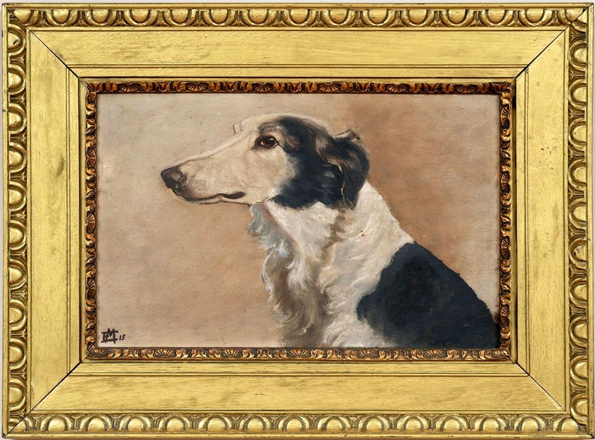 Unknown Portrait Painting - Early 20th Century British School Dog Portrait of a Borzoi