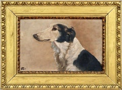 Antique Early 20th Century British School Dog Portrait of a Borzoi