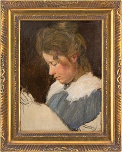 Early 20th-Century Danish School, Study Of A Woman Sewing