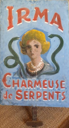 Early 20th Century Folk Art, Double-Sided Fairground Advertising, Oil on Canvas.