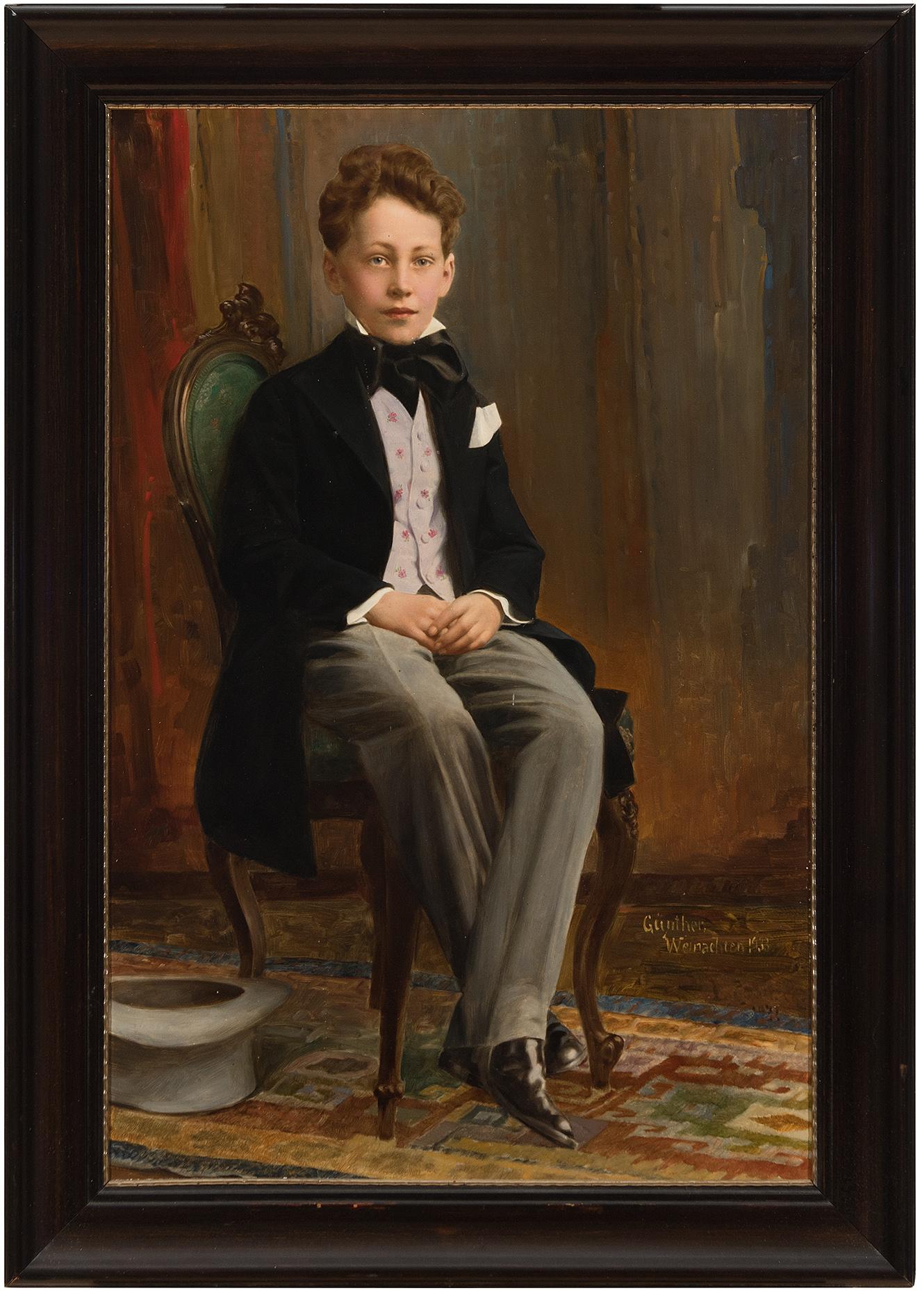 Unknown Portrait Painting - Early 20th-Century German School Portrait Of A Boy, Oil Painting