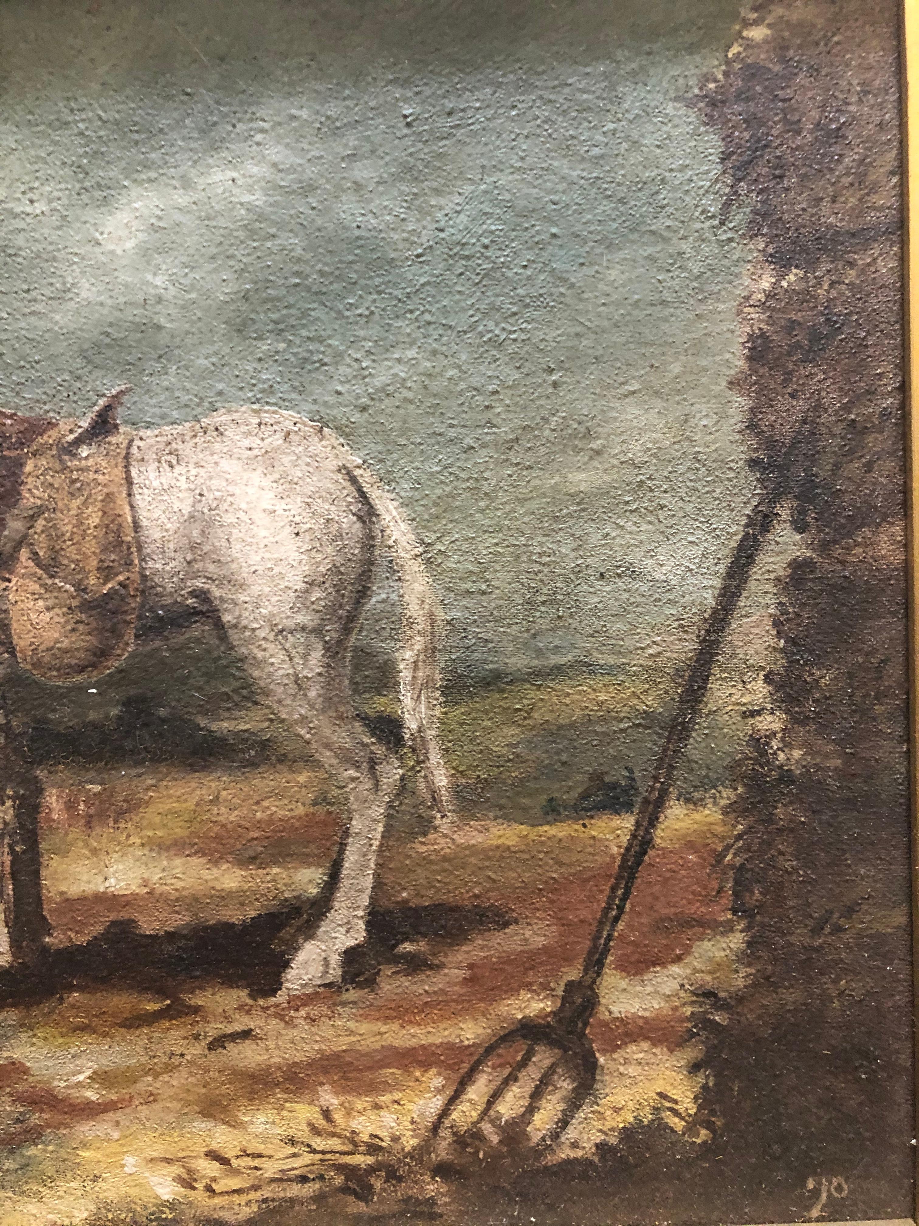 Early 20th century Horse with Feedbag - American Realist Painting by Unknown