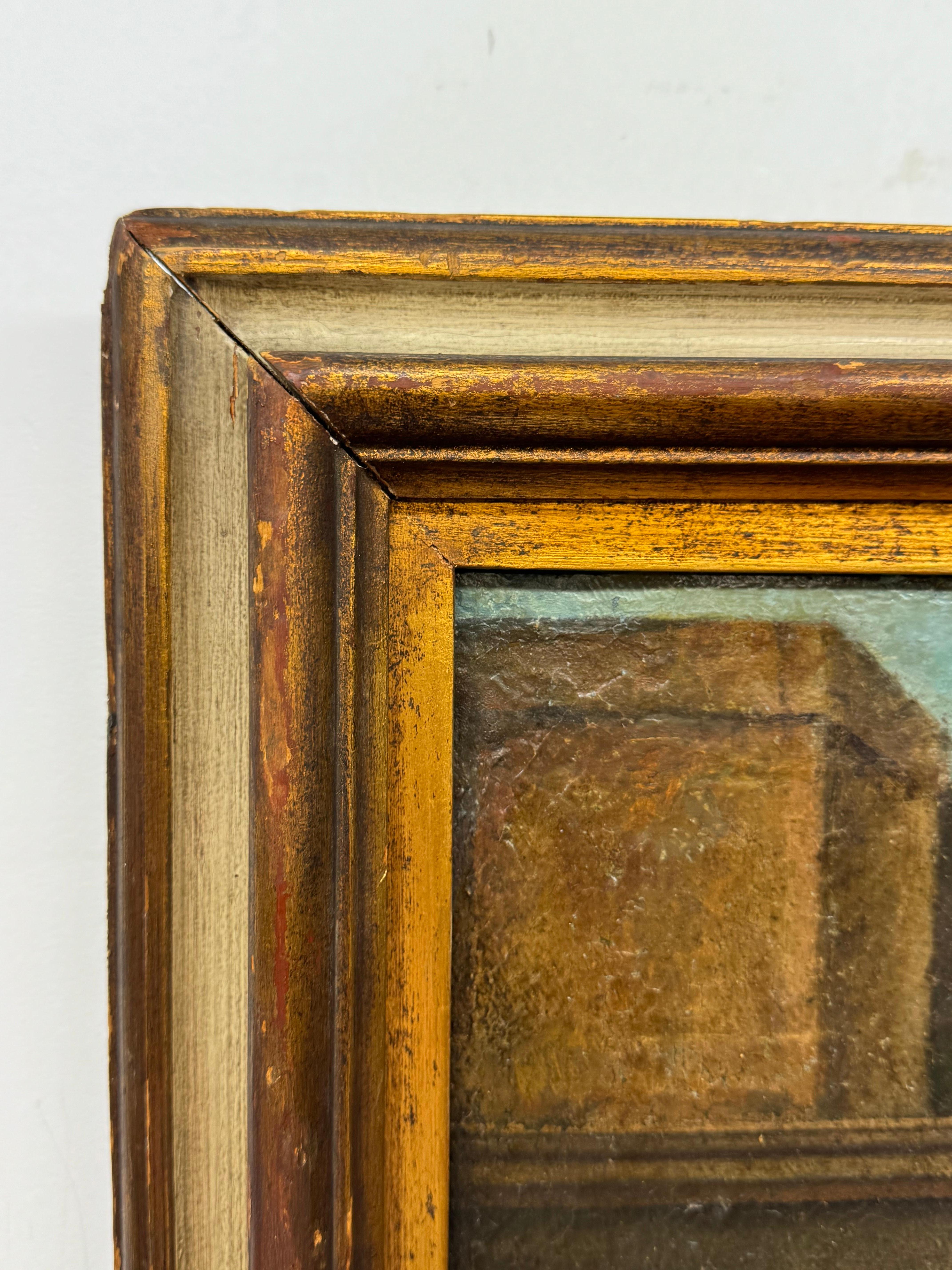 Anfang des 20. Jahrhunderts, italienische Mittelmeerlandschaft mit zwei fischenden Figuren – Painting von Unknown