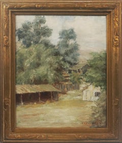 Antique Early 20th Century Los Altos, California Landscape "The Old Shed"