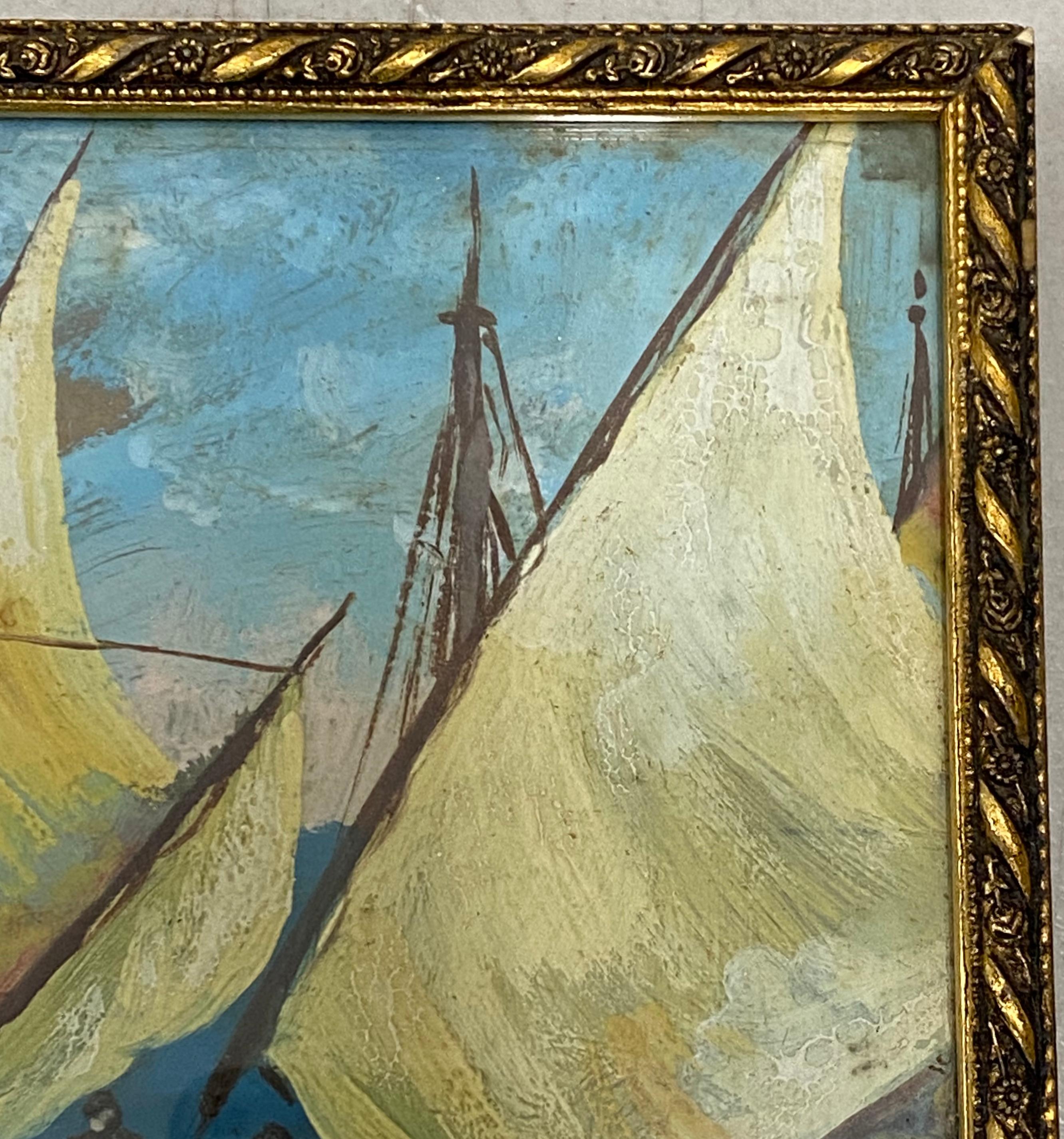 Peinture à l'huile originale « Net Menders » du début du 20e siècle, vers 1920 en vente 5