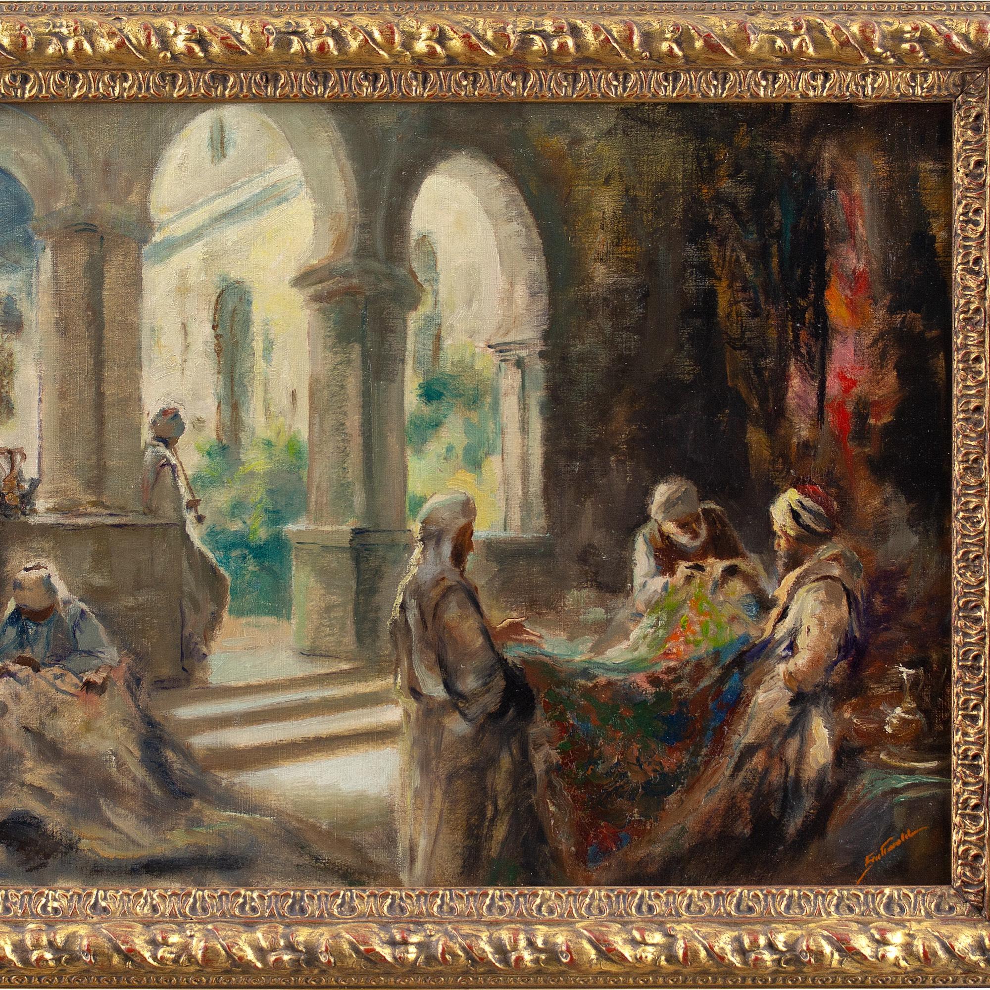 Early 20th-Century North African Genre Scene, The Carpet Merchant, Oil Painting 2