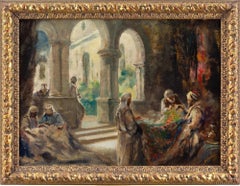 Early 20th-Century North African Genre Scene, The Carpet Merchant, Oil Painting