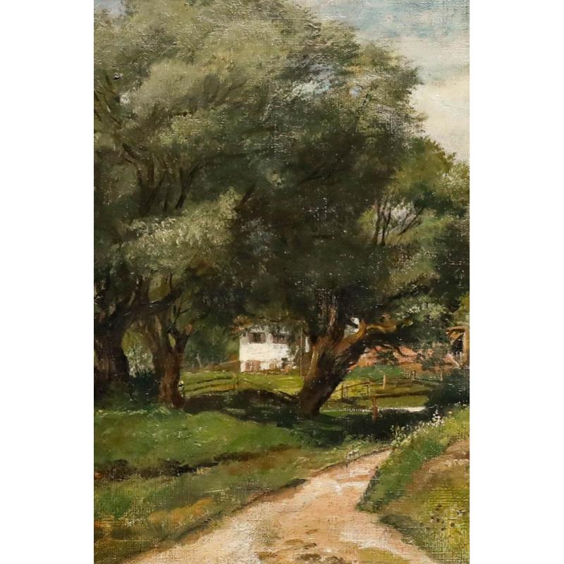 Huile du début du 20e siècle - Une promenade à la campagne - Painting de Unknown